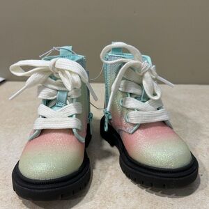 Cat & Jack Glittery Pastel Lace-Up Boots